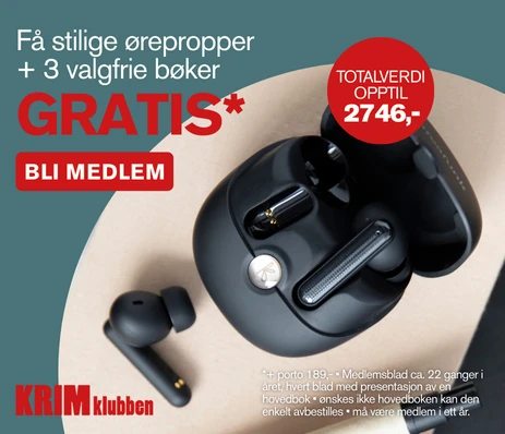 Krimklubben, krimbøker, hodetelefoner