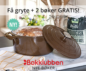 Få Gryte i brun støpejern 3,5 liter + 2 bøker GRATIS*