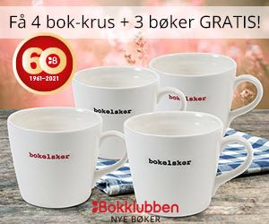 4 stk krus bokelsker + 3 bøker gratis fra Nye Bøker